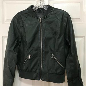 Ci-Sono Vegan Leather Moto Bomber Jacket Medium